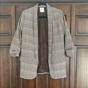 Candie's Houndstooth Blazer with Red and Blue Accents, Size L